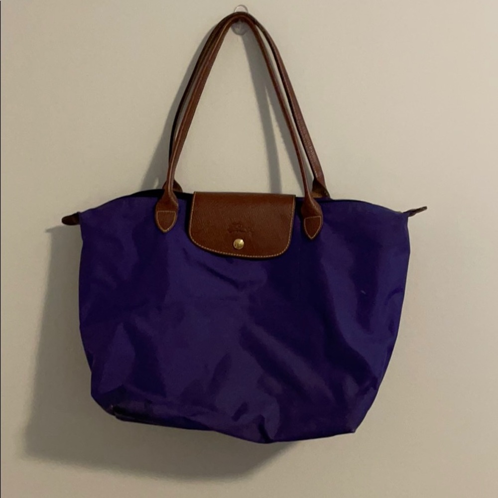 Purple Longchamp Large Le Pliage Tote